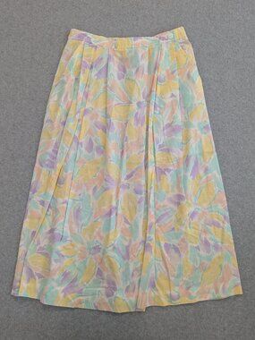 Vintage 70s 80s Pastel Floral Abstract Midi Skirt Aline Cottage Watercolor 12